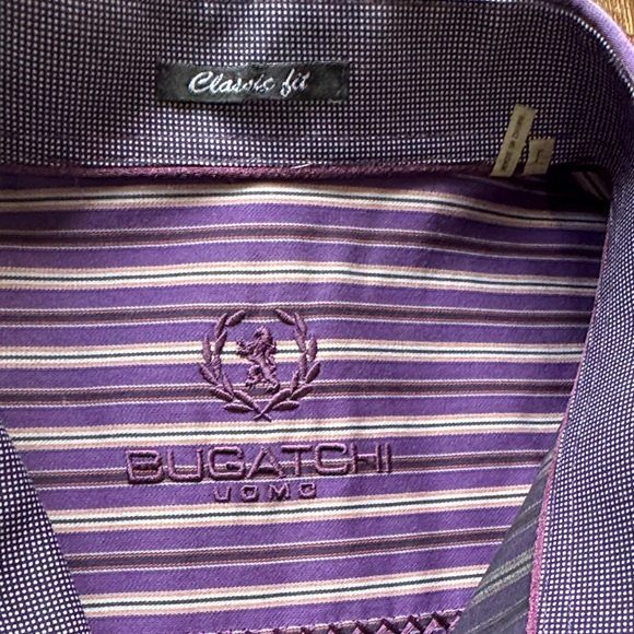 Bugatchi Purple and White Striped Dress Shirt - Picture 3 of 6